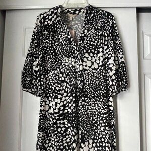 Black and Ivory Banana Republic Shift Dress Petite Medium